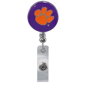 New Clemson Tigers Purple Retractable Work ID Badge Reel Holder. NCAA
